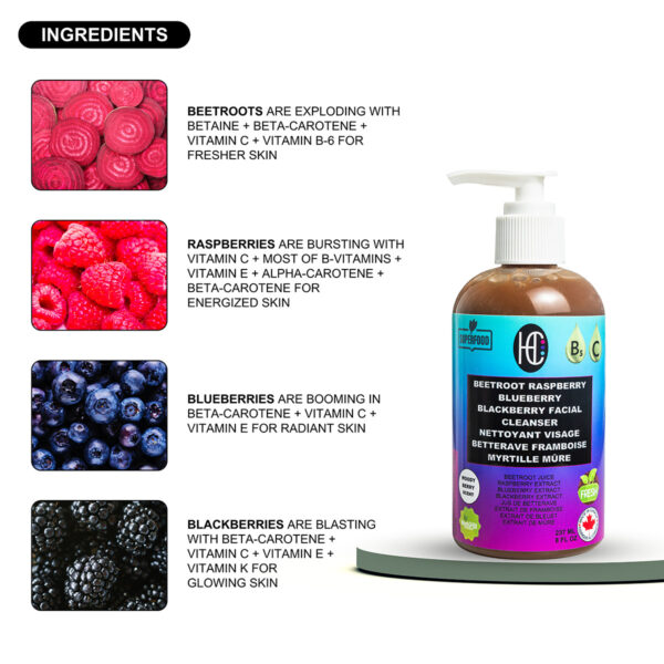 Beetroot Raspberry Blueberry Blackberry Facial Cleanser (237mL) - Image 6