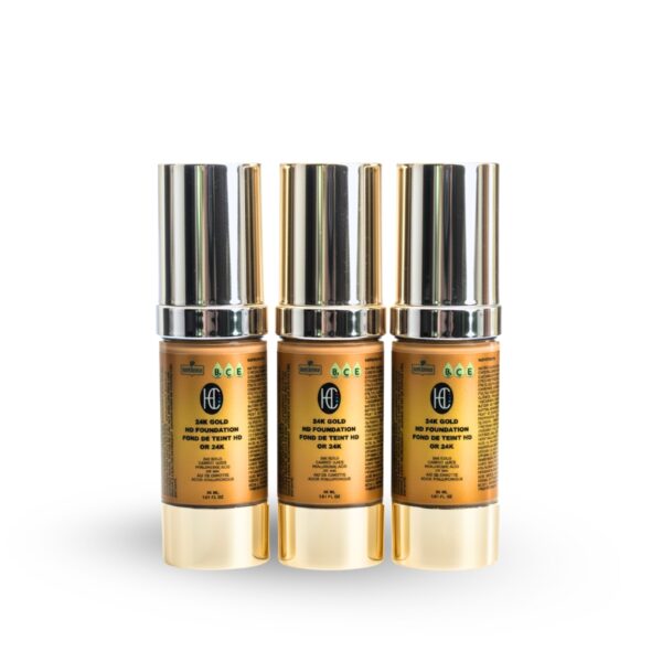 24K Gold HD Foundation – Flawless Radiance & Anti-Aging Coverage | Hyaluronic Acid + Vitamins B5, C, E | 30ml / 1.01 fl oz