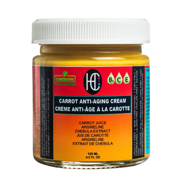 Carrot Anti-Aging Cream – Daily Brightening & Hydrating Face Moisturizer | Carrot Juice + Chebula Extract + Argireline + Hyaluronic Acid | 125mL