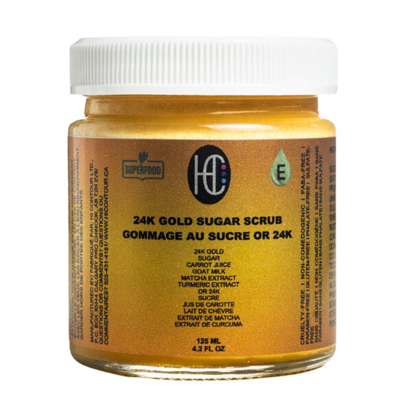 24K Gold Radiance Sugar Scrub – Anti-Aging Face & Body Exfoliator | Fresh Carrot Juice, Matcha & Turmeric | Natural Sugar Crystals | 125mL / 4.2 fl oz