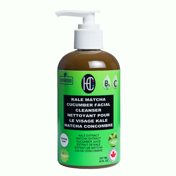 Kale Matcha Cucumber Facial Cleanser – Hydrating Daily Face Wash with Vitamin C & B5 | Removes Oil, Dirt & Makeup | 237ml / 8 fl oz